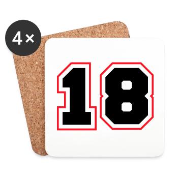 18 Zahl symbol - Untersetzer (4er-Set) - Weiß - Vorne
