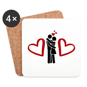 couple love heart - Untersetzer (4er-Set) - Weiß - Vorne