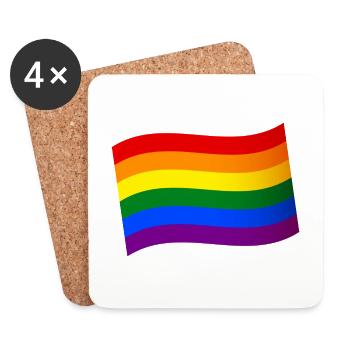 RAINBOW FLAG gay pride LGBT LGBTQ Love is Love - Coasters (set of 4) - white - Front