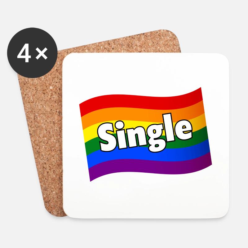 Gay Pride Single schwule Menschen Regenbogenflagge LGBTQ - Untersetzer (4er-Set) - Weiß
