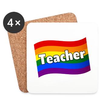 Gay Pride gay teacher gay educator rainbow flag - Coasters (set of 4) - white - Front