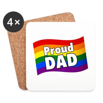 PFLAG Fier papa de son fils gay fille lesbienne LGBTQ - Dessous de verre (lot de 4) - blanc - Devant