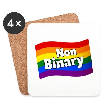 Nicht-binär Nicht-binäre Regenbogenflagge Vielfalt LGBTQ+ - Untersetzer (4er-Set) - Weiß - Vorne