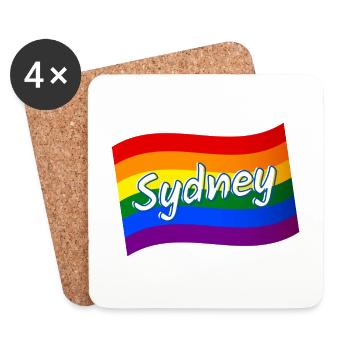 Gay Pride Sydney Australie drapeau arc-en-ciel LGBT LGBTQ - Dessous de verre (lot de 4) - blanc - Devant