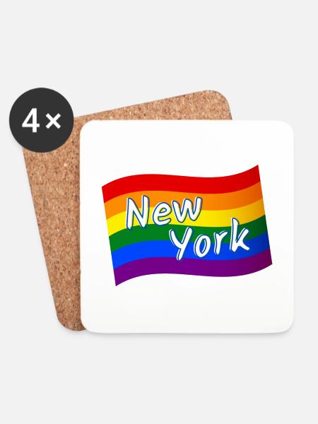 Gay Pride New York rainbow flag LGBT LGBTQ pride - Coasters (set of 4) - white
