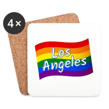 Gay Pride Los Angeles rainbow flag LGBT LGBTQ - Coasters (set of 4) - white - Front