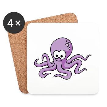 Octopus Comic Animal - Coasters (set of 4) - white - Front