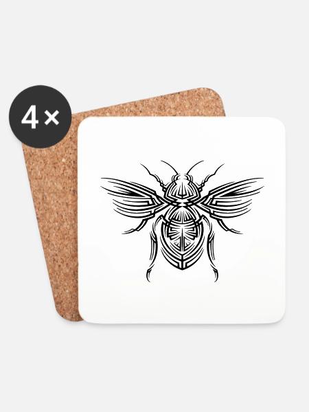 Honigbiene Tribal Tattoo - Untersetzer (4er-Set) - Weiß