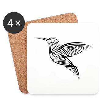 Tatouage tribal de colibri - Dessous de verre (lot de 4) - blanc - Devant