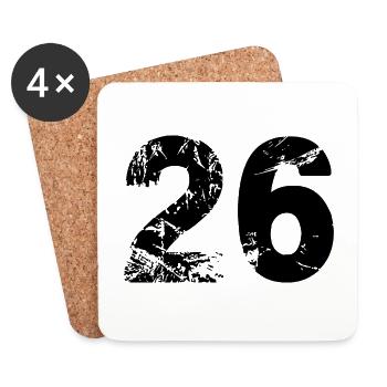 26 Zahl Trikot - Untersetzer (4er-Set) - Weiß - Vorne