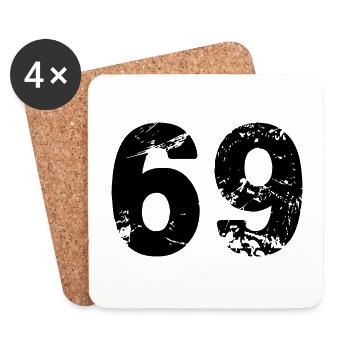69 Zahl Trikot - Untersetzer (4er-Set) - Weiß - Vorne