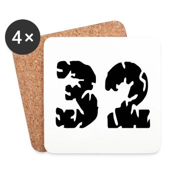 Maillot 32 Numéro - Dessous de verre (lot de 4) - blanc - Devant