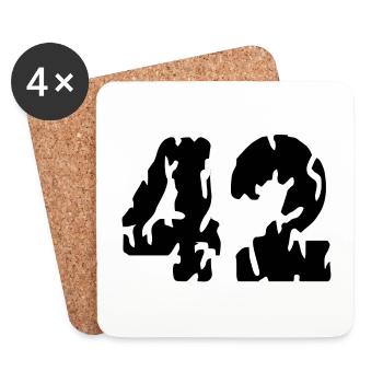 42 Zahl Trikot - Untersetzer (4er-Set) - Weiß - Vorne