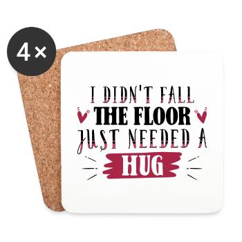 I didn't fall, the floor just needed a hub - Untersetzer (4er-Set) - Weiß - Vorne