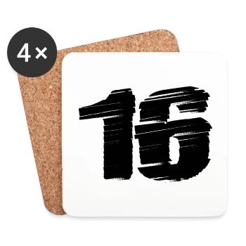 16 Zahl Trikot - Untersetzer (4er-Set) - Weiß - Vorne