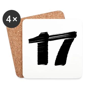 17 Number jersey - Coasters (set of 4) - white - Front