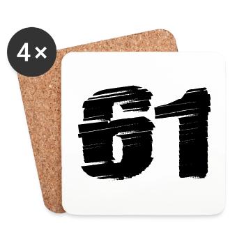 61 Maillot numéro - Dessous de verre (lot de 4) - blanc - Devant