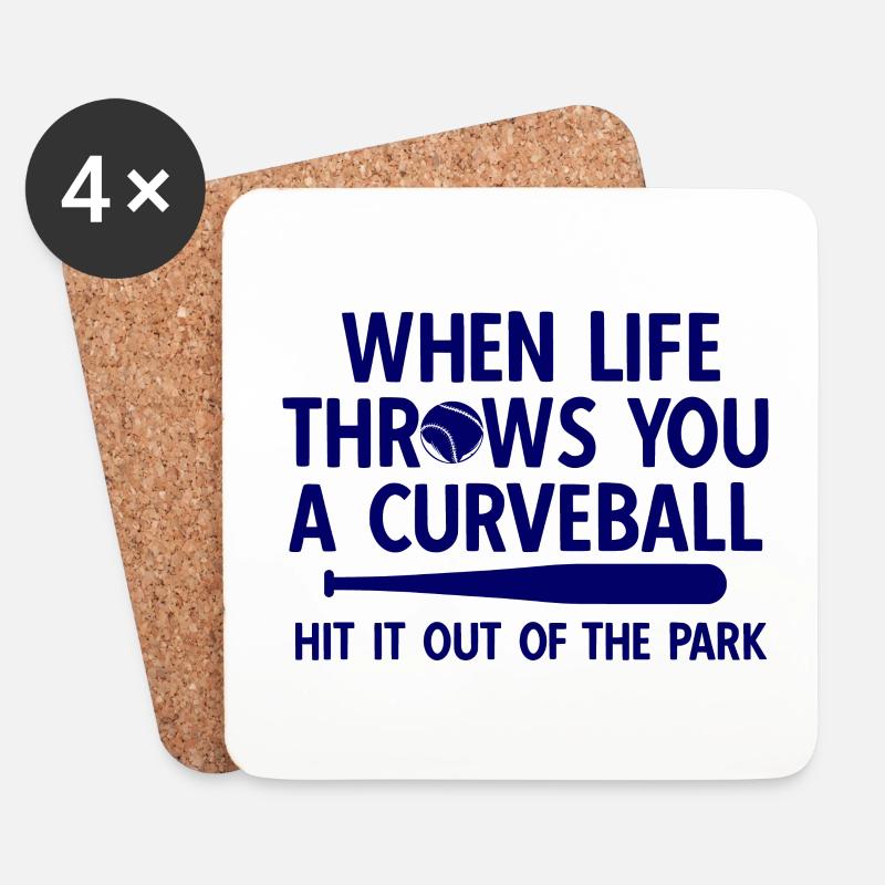 Baseball - Untersetzer (4er-Set) - Weiß
