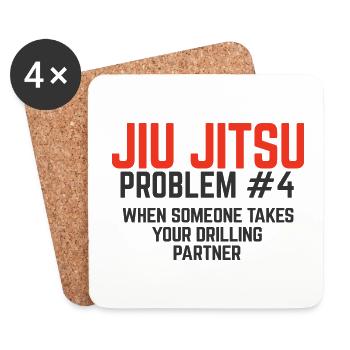 BJJ Jiu Jitsu - Untersetzer (4er-Set) - Weiß - Vorne