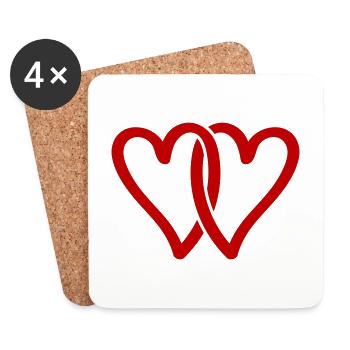 Herzen Love Symbol - Untersetzer (4er-Set) - Weiß - Vorne