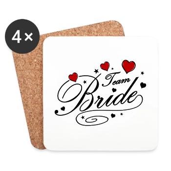 Team Braut Hochzeit - Untersetzer (4er-Set) - Weiß - Vorne