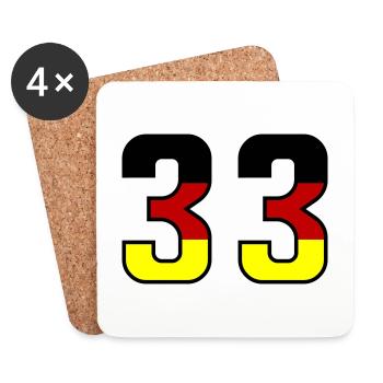 33 Zahl symbol Germany - Untersetzer (4er-Set) - Weiß - Vorne
