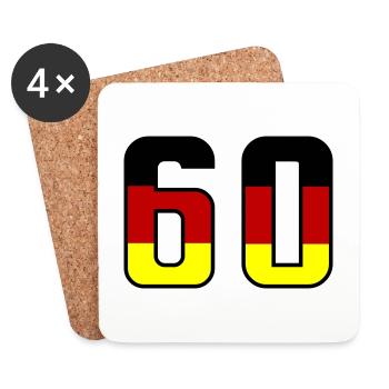 60 symbole de numéro Allemagne - Dessous de verre (lot de 4) - blanc - Devant