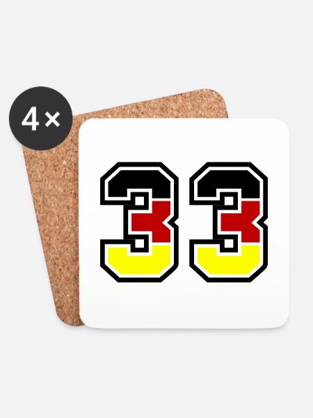 33 Zahl symbol Germany - Untersetzer (4er-Set) - Weiß