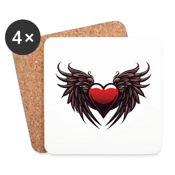Heart Wings Angel Love - Coasters (set of 4) - white - Front