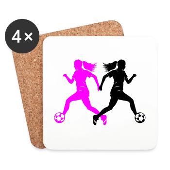 Joueuse De Football Silhouette Joueuse De Football Femme - Dessous de verre (lot de 4) - blanc - Devant