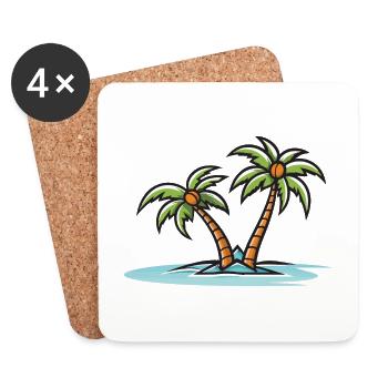 Île des Palmiers - Dessous de verre (lot de 4) - blanc - Devant
