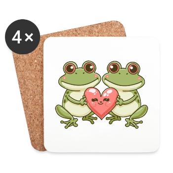 Frosch Paar Verliebt Tier Valentinstag - Untersetzer (4er-Set) - Weiß - Vorne