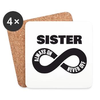 Sister Always On Never Off Sister Love Heart - Coasters (set of 4) - white - Front