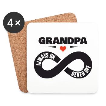 Grand-père toujours sur jamais hors cadeau de coeur de grand-père - Dessous de verre (lot de 4) - blanc - Devant