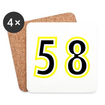 58 Nombre Collège - Dessous de verre (lot de 4) - blanc - Devant