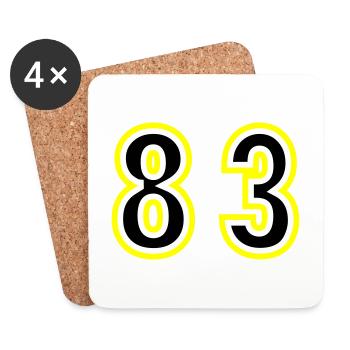83 Nombre Collège - Dessous de verre (lot de 4) - blanc - Devant