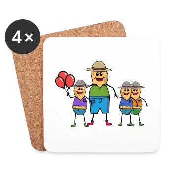 Cacahuète Papa Père Enfants Parent célibataire - Dessous de verre (lot de 4) - blanc - Devant