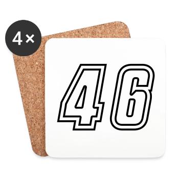 46 Numéro de numéro - Dessous de verre (lot de 4) - blanc - Devant