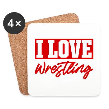 I love wrestling - Coasters (set of 4) - white - Front