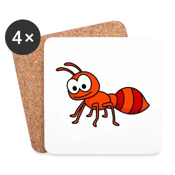 Ant Comic Animal - Coasters (set of 4) - white - Front