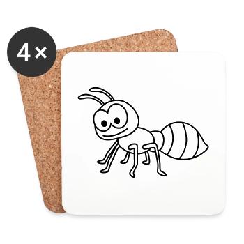 Ant Comic Animal - Coasters (set of 4) - white - Front