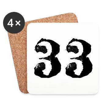 33 Zahl Trikot - Untersetzer (4er-Set) - Weiß - Vorne
