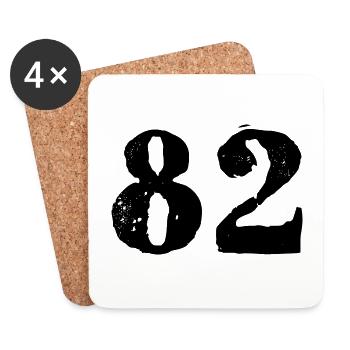 82 Zahl Trikot - Untersetzer (4er-Set) - Weiß - Vorne