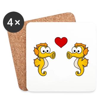 Seahorse couple love - Coasters (set of 4) - white - Front