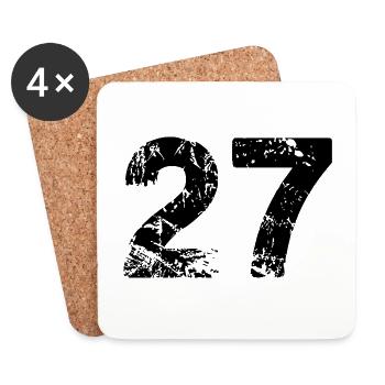 27 Zahl Trikot - Untersetzer (4er-Set) - Weiß - Vorne