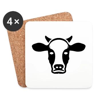 Kuh Kopf Symbol - Untersetzer (4er-Set) - Weiß - Vorne