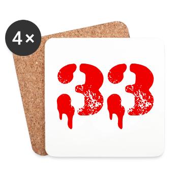 33 Symbole numérique - Dessous de verre (lot de 4) - blanc - Devant