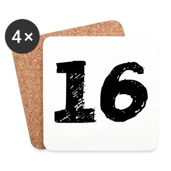 16 Maillot numéro - Dessous de verre (lot de 4) - blanc - Devant