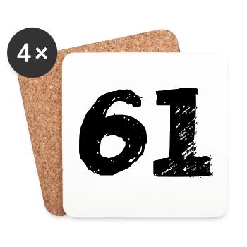 61 Maillot numéro - Dessous de verre (lot de 4) - blanc - Devant