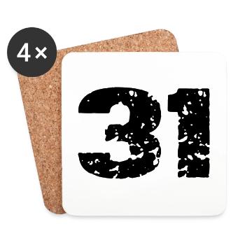 31 Maillot numéro - Dessous de verre (lot de 4) - blanc - Devant